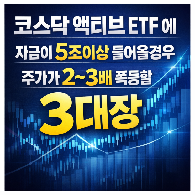  코스닥 액티브 ETF 에 자금이 5조이상 들어올경우 주가가 2~3배 폭등할 3대장