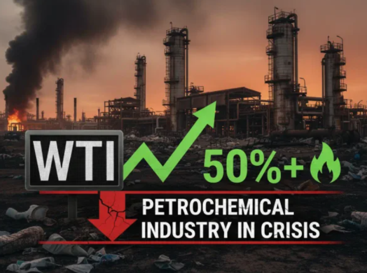  WTI 50% 폭등, 석유화학 타격