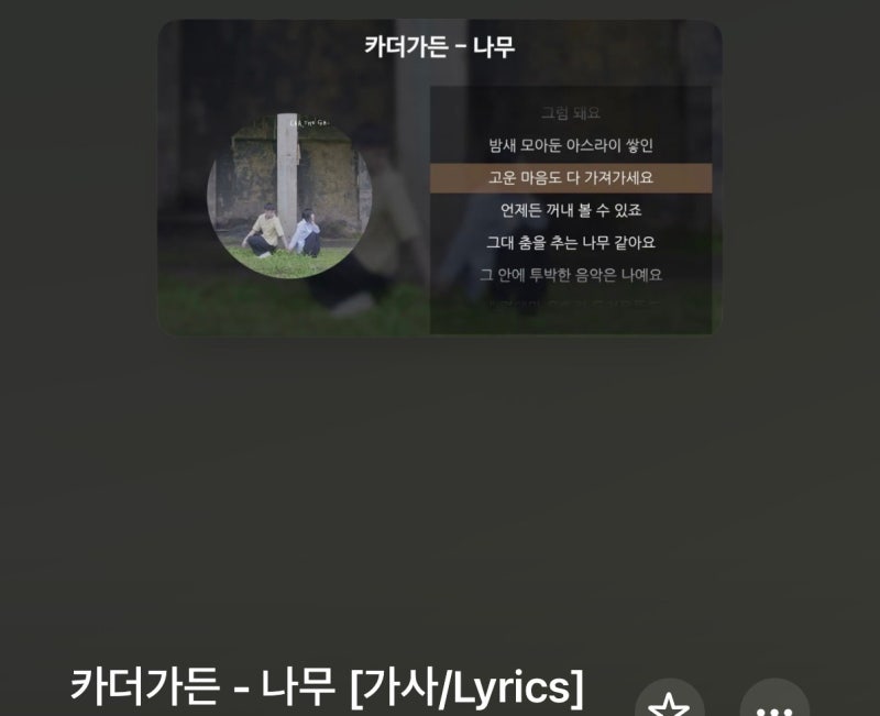 카더가든 - 나무 MV/가사/듣기