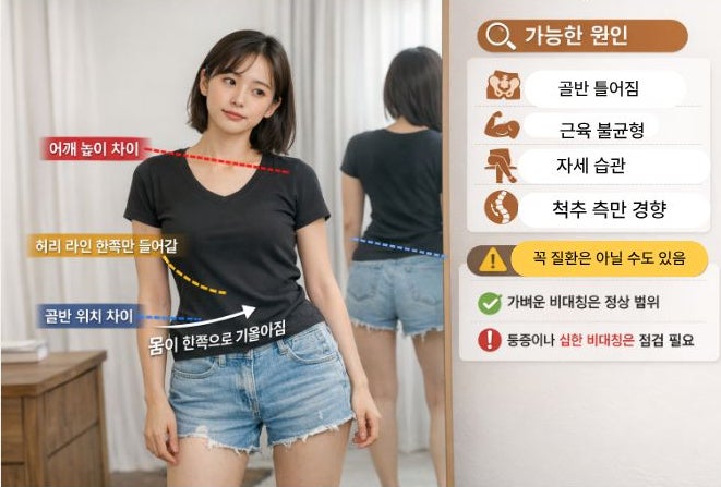  오산 세마역 필라테스린                           사진 찍으면 몸이 한쪽으로 기울어  보이는 이유