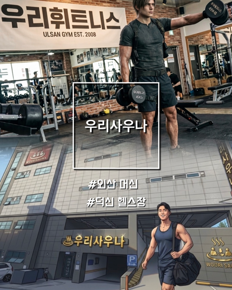  덕신 외산머신 교대근무자 헬스하기 좋은 센터 우리사우나
