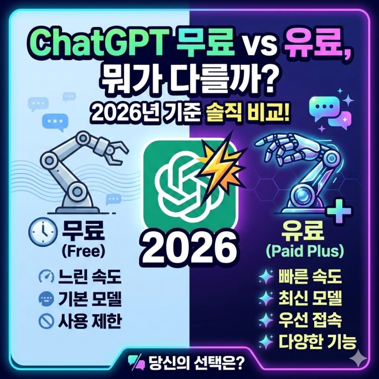  ChatGPT 무료 vs 유료, 뭐가 다를까? 2026년 기준 솔직 비교