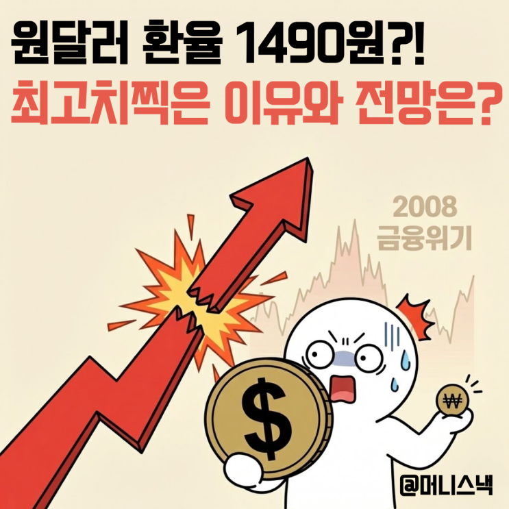 원달러 환율 환율 1490원 뚫렸다! 금융위기 이후 최고치 찍은 이유와 전망