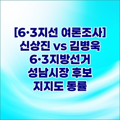 [6·3지방선거 여론조사] 신상진 vs 김병욱, 6·3지방선거 성남시장 후보 지지도 동률