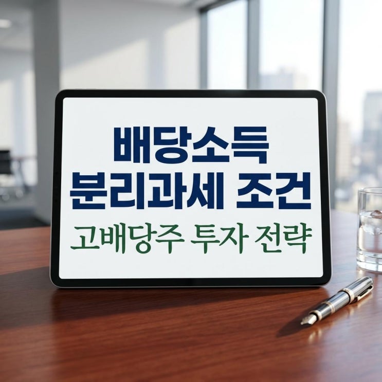  배당소득 분리과세 조건 및 고배당주 투자 전략 2026년 세금 폭탄 피하는 완벽 가이드