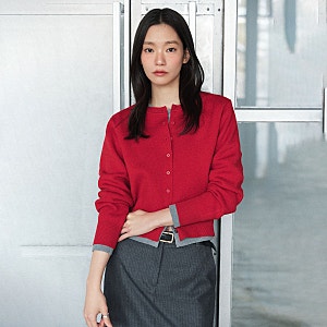 미쏘 에센셜 라운드넥 가디건 MIWCKG310T 간절기 데일리룩 추천