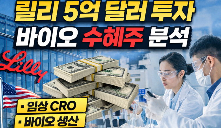  릴리 5억 달러 투자, 한국 바이오 산업에 무슨 일이 생길까글로벌 제약사 투자와 수혜 가능 기업 정리