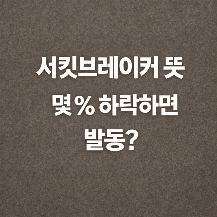  서킷브레이커 뜻, 발동 조건 기준과 해제 시간 (사이드카 차이)