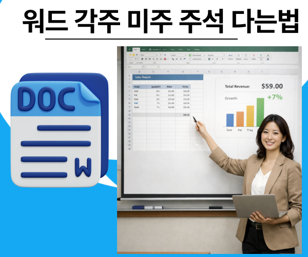 워드 각주 미주 주석 다는법 총정리 삽입 입력 넣기 삭제 단축키 팁