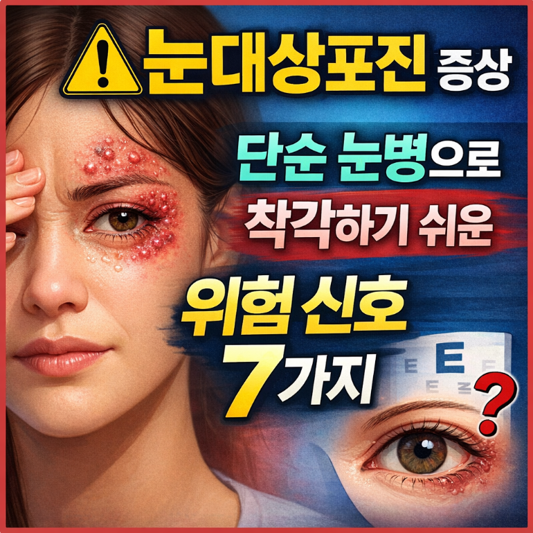 눈대상포진 증상, 단순 눈병으로 착각하기 쉬운 위험 신호 7가지