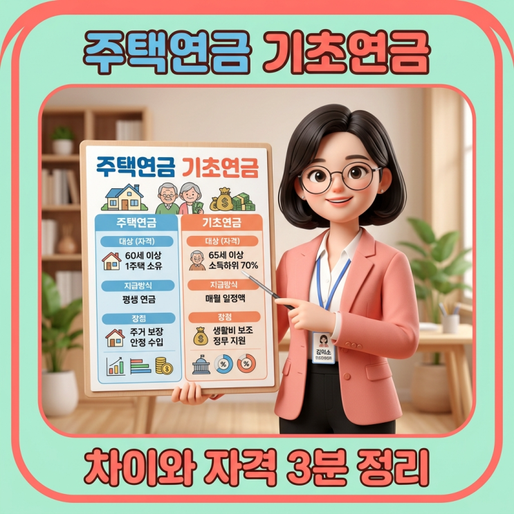  주택연금 기초연금 차이와 자격 3분 정리