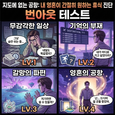  [심리테스트] 번아웃 온 직장인 필수 ️ 내 영혼이 간절히 원하는 '진짜 휴식' 진단 (지도에 없는 공항)