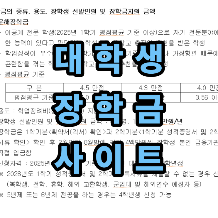  대학생 장학금 사이트 모음 및 추천