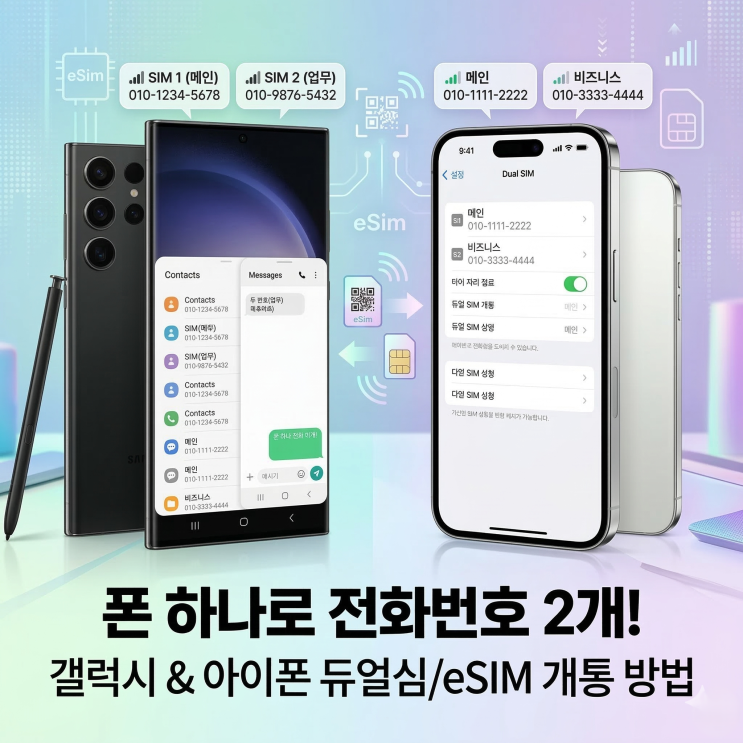  갤럭시 아이폰 듀얼심 개통 방법 : 폰 하나로 전화번호 2개 쓰기
