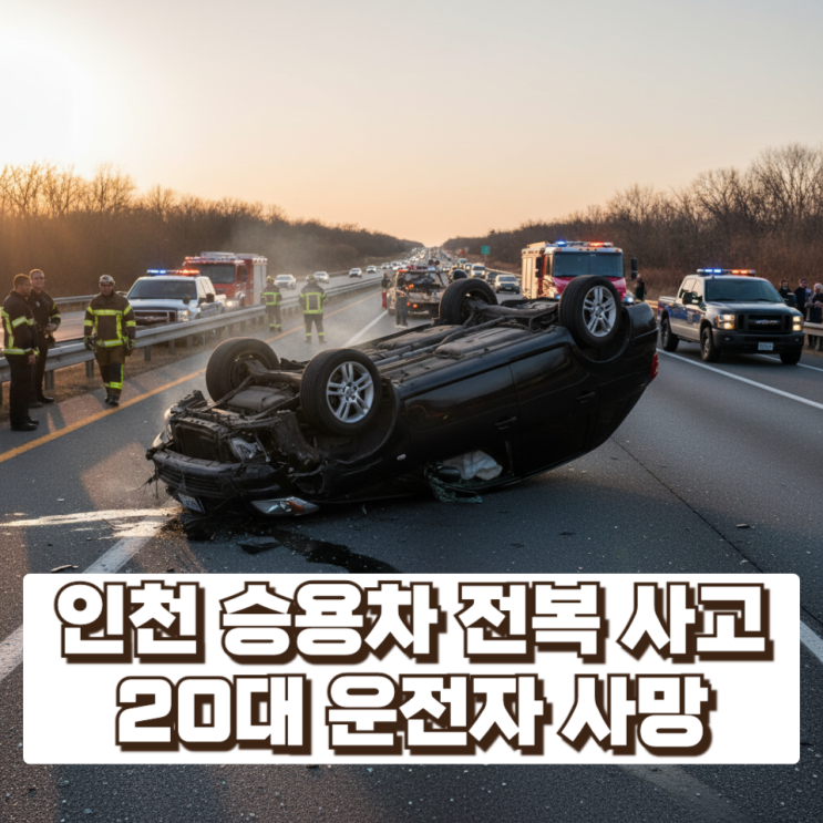 인천 승용차 전복 사고가로수 충돌 후 차량 뒤집혀…20대 운전자 사망