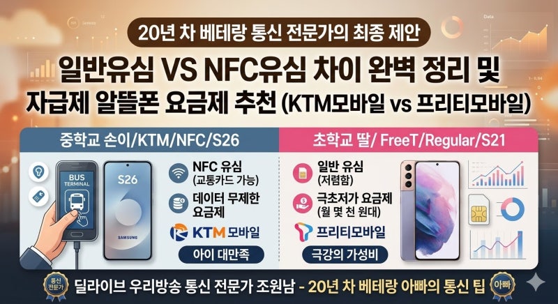 일반유심 NFC유심 차이 완벽 정리 및 자급제 알뜰폰 요금제 추천 KTM모바일 vs 프리티모바일