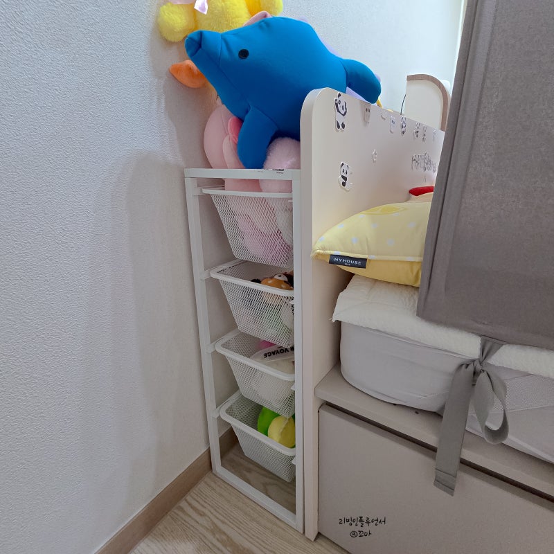 침대 틈새수납장 이케아 요낙셀 선반 슬림 서랍장 조립 활용