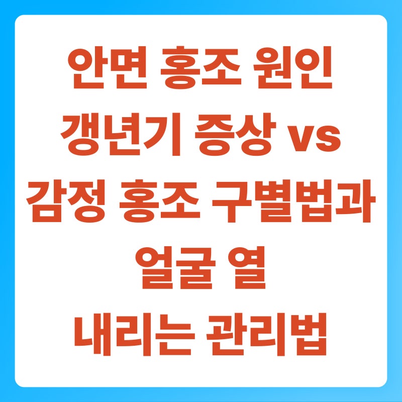 안면 홍조 원인 갱년기 증상 vs 감정 홍조 구별법과 얼굴 열 내리는 관리법