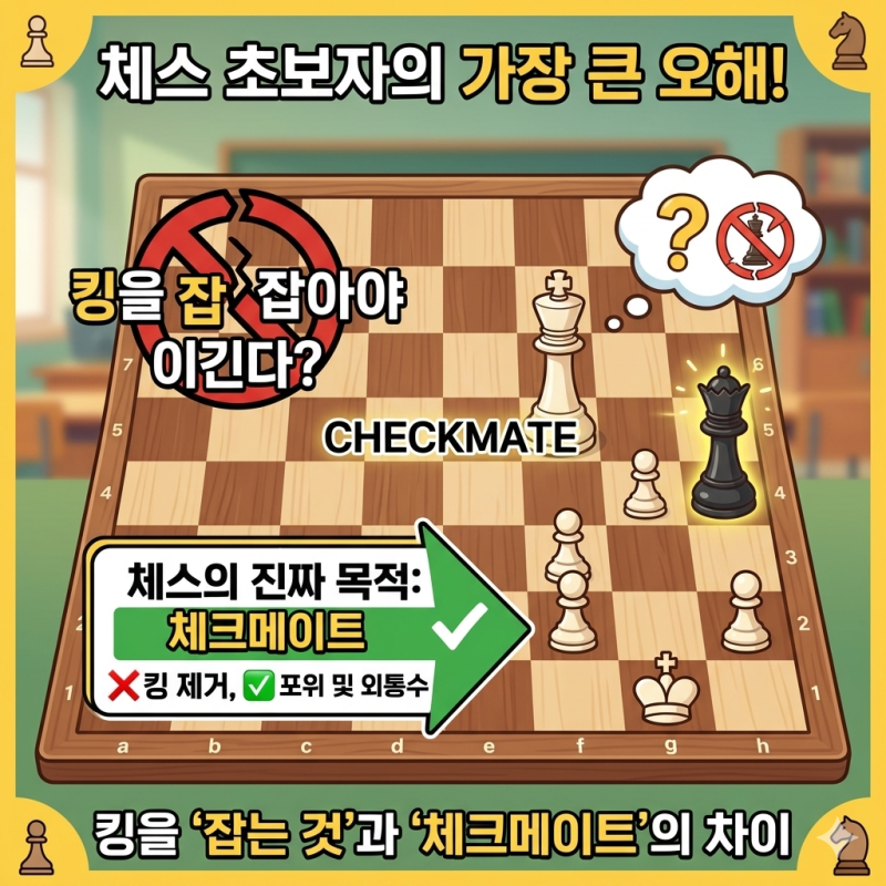 "킹을 잡아야 이긴다?" — 체스 초보자가 가장 많이 하는 오해
