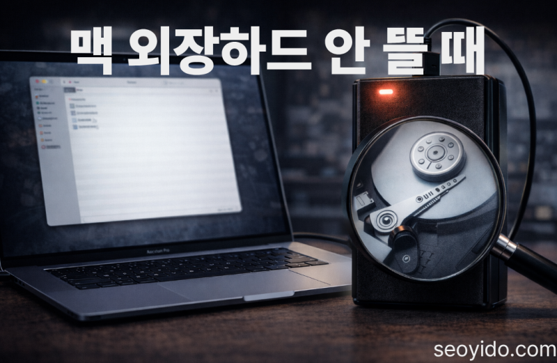 맥북에 외장하드 꽂았는데 아무것도 안 뜬다면 | 맥에서 외장하드 인식 안될 때 점검 순서 (....