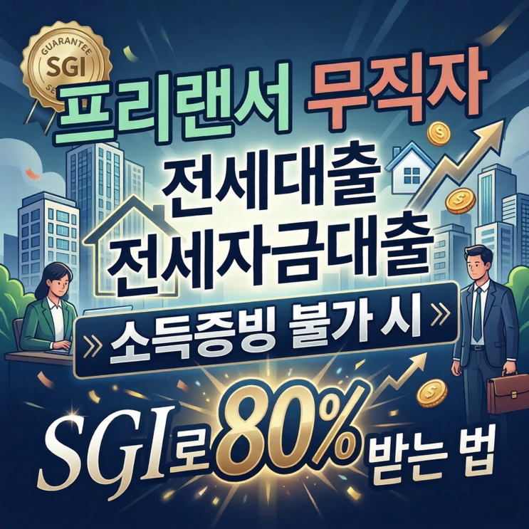  프리랜서 전세대출 무직자 전세자금대출 소득증빙 불가 시 SGI로 80% 받는 법