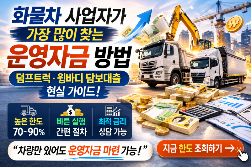 덤프트럭 담보대출 한도 얼마나 될까? 화물차 사업자 운영자금 정리