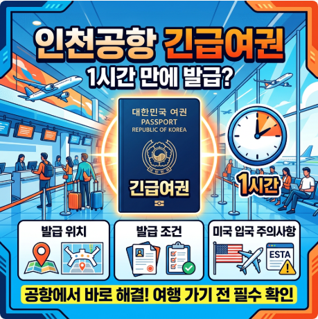 인천공항 긴급여권 발급 장소 위치와 조건. 1시간 만에 여권 만들기?(미국 입국 주의사항)