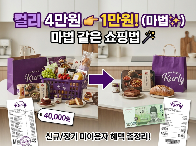  마켓컬리 신규가입 할인 혜택, 4만원 장보기 1만원에 끝낸 현실 후기