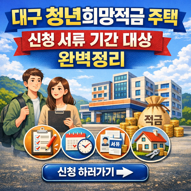 대구 청년희망적금 주택 신청 서류 기간 대상 완벽 정리