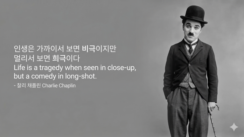 찰리 채플린 명언으로 배우는 스트레스 극복법: 인생을 롱샷으로 보는 기술