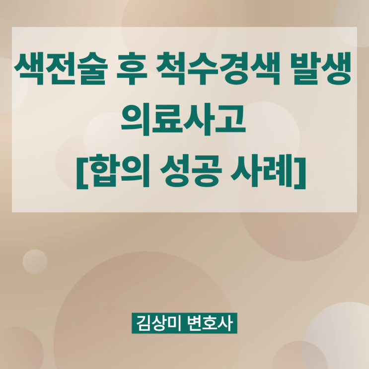 [부산/울산/경남 의료전문변호사] 폐동맥 색전술 후 척수경색 발생 의료사고 – 합의 성공 사례