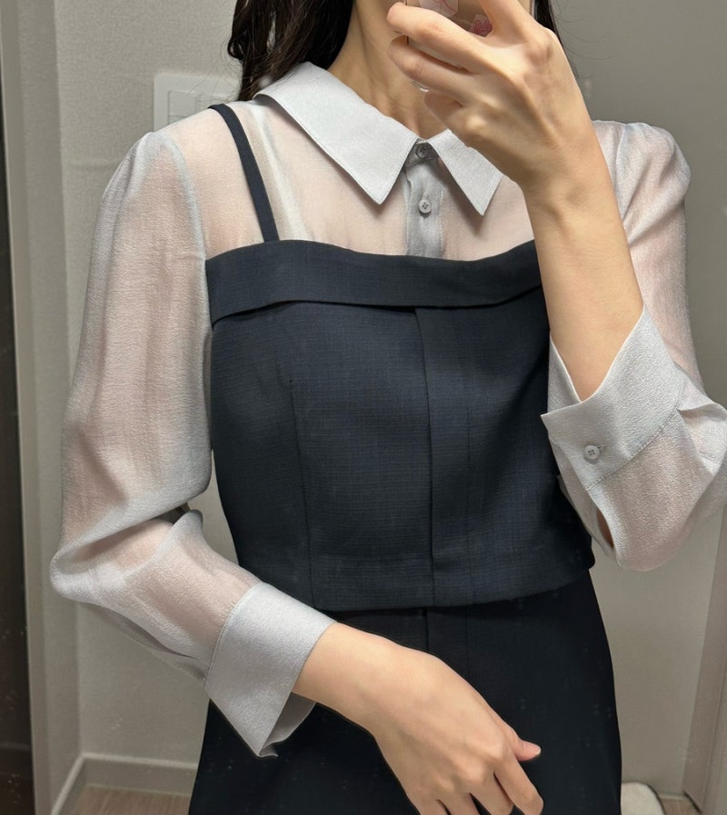 잇미샤 셔츠레이어드 원피스 다크 그레이 후기