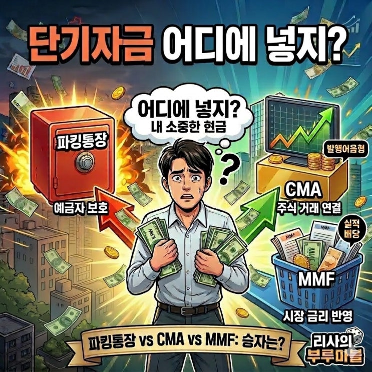  주식할까, 예금할까? 잠깐 쉬어가는 내 돈, '단기 자금 안식처' 3대장 완벽 비교 (파킹통장 vs CMA vs MMF)
