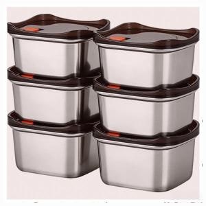 단독 Fanobo 스텐 진공 밀폐 용기 세트, 원색 450ml, 6개 특별할인