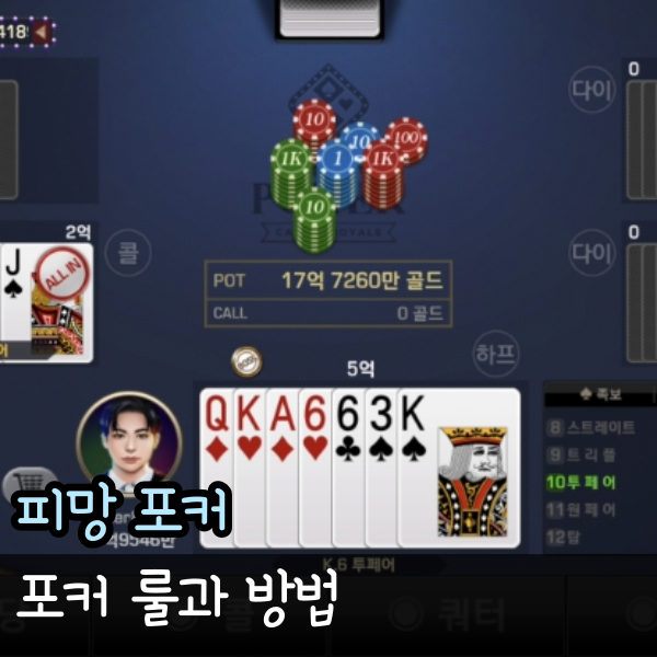  주말 둘이서할만한게임 피망포커, 포커 족보 하는 방법