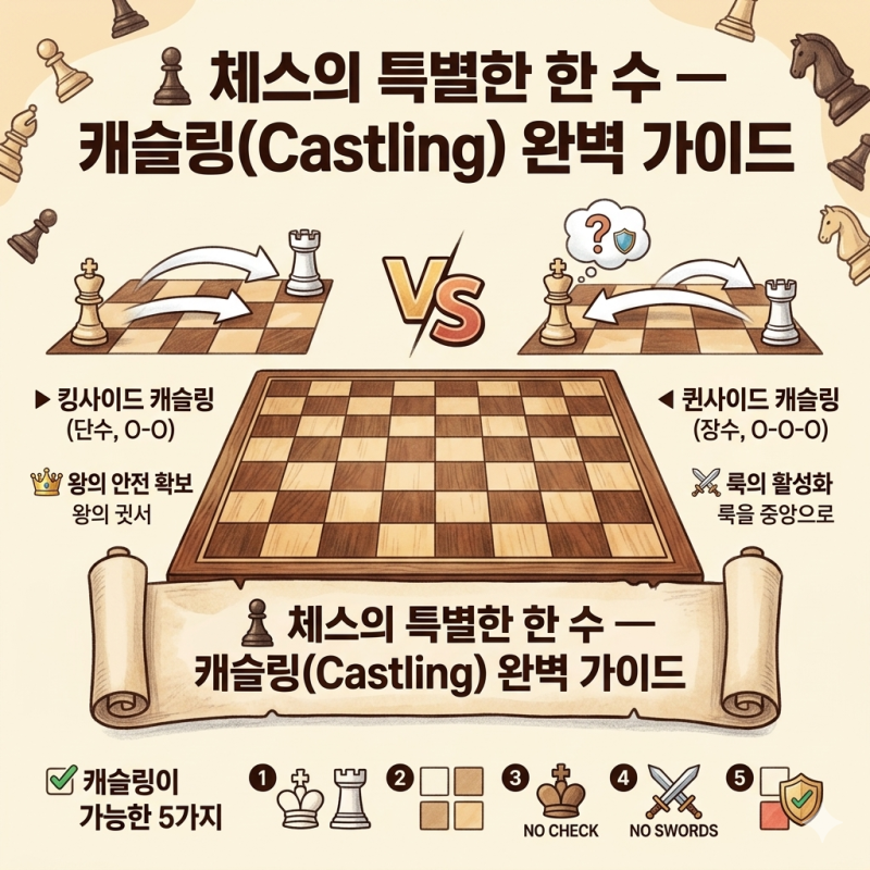 체스의 특별한 한 수 — 캐슬링(Castling) 완벽 가이드