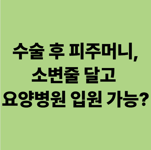  전남광주요양병원 대퇴골 골절 수술 후 피주머니·소변줄 달린 채로 입원 가능한가요?