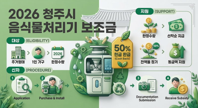 2026 충북 청주시 음식물처리기 지원 대상 및 보조금 신청 방법