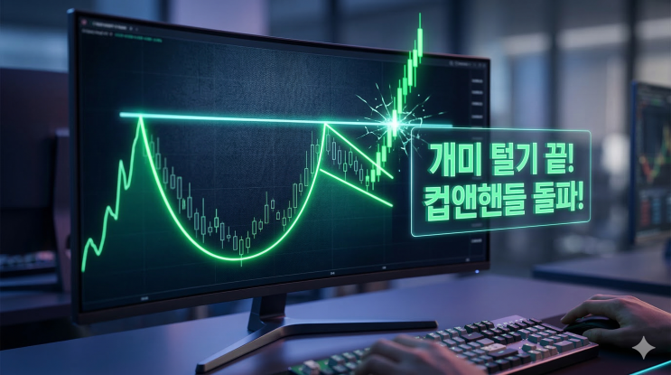  비트코인 컵앤핸들 패턴, 폭등 직전 손잡이 타점 잡는 실전 매매법