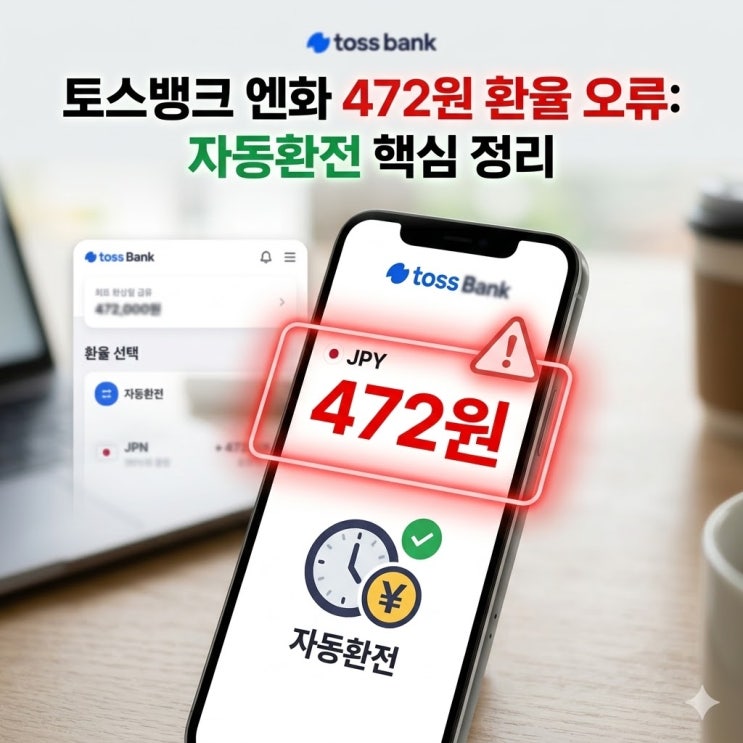  토스뱅크 엔화 472원 환율 오류: 자동환전 핵심 정리