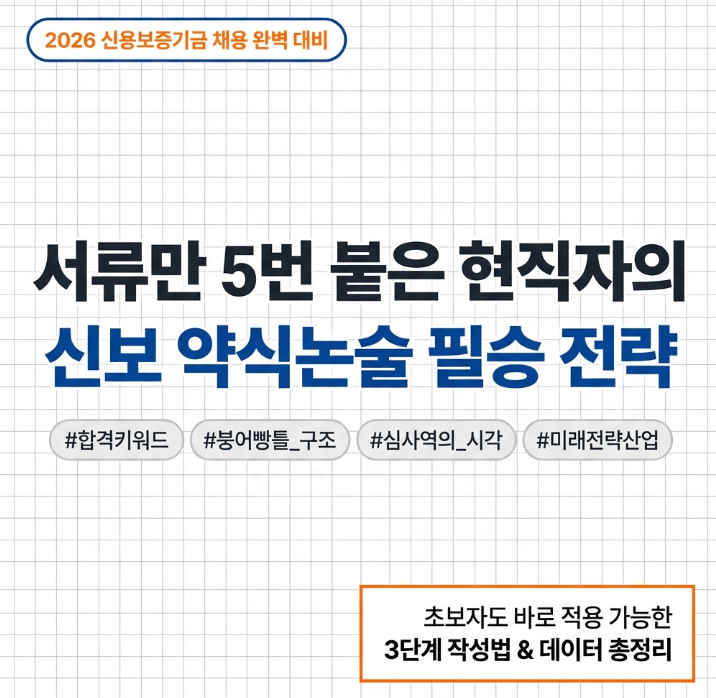 [2026년 신용보증기금 자소서] 현직자의 약식 논술 작성법 및 합격 키워드 정리