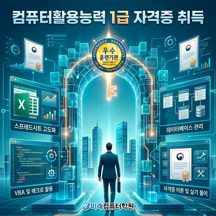  [부산/양산] 취업의 필수 관문, 컴퓨터활용능력 1급 자격증! 내일배움카드로 실무 심화학습까지 한 번에 해결하세요