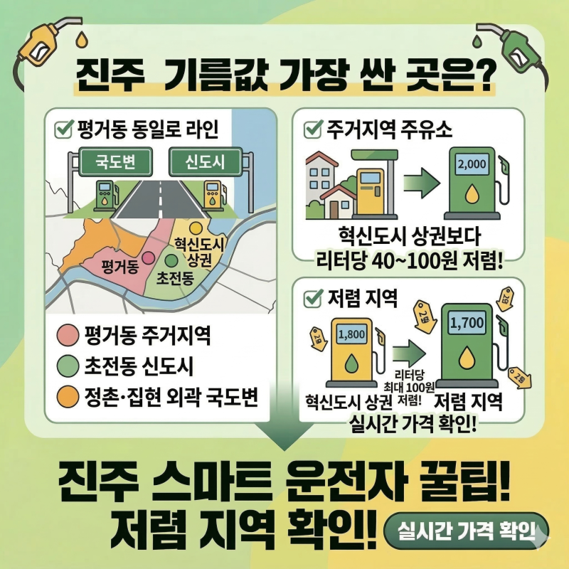 진주 주유소 최저가 주유소 가격비교 기름값 싼곳 한눈에