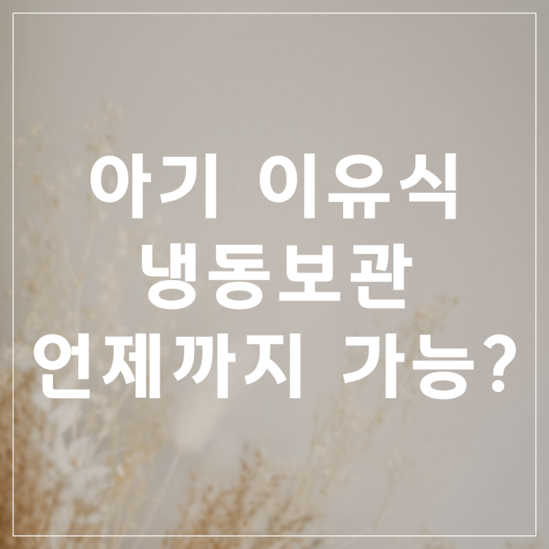 아기 이유식 냉동 보관 며칠까지 가능할까? 단계별 보관 기간 완벽 정리