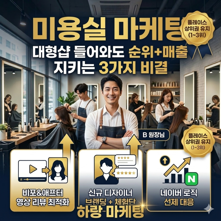  미용실 마케팅, 대형샵이 들어와도 플레이스 상위권과 매출을 지키는 핵심 비결 3가지