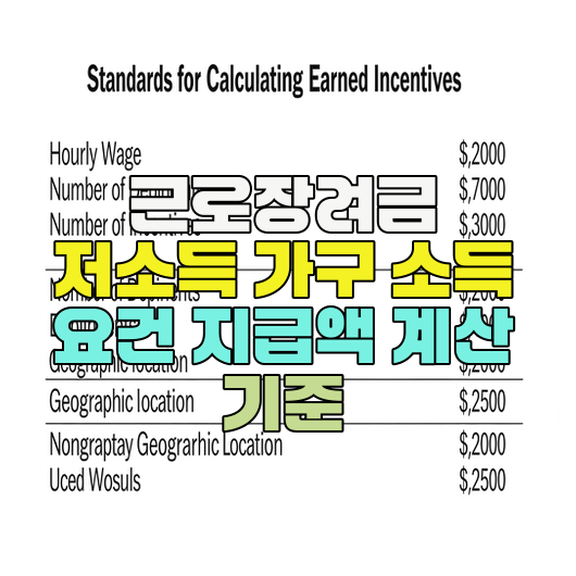  근로장려금 저소득 가구 소득 요건 지급액 계산 기준