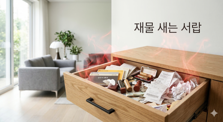  통장 보관 위치, 거실 서랍에 두셨다면 당장 어두운 곳으로 옮기십시오 (재물운 풍수)