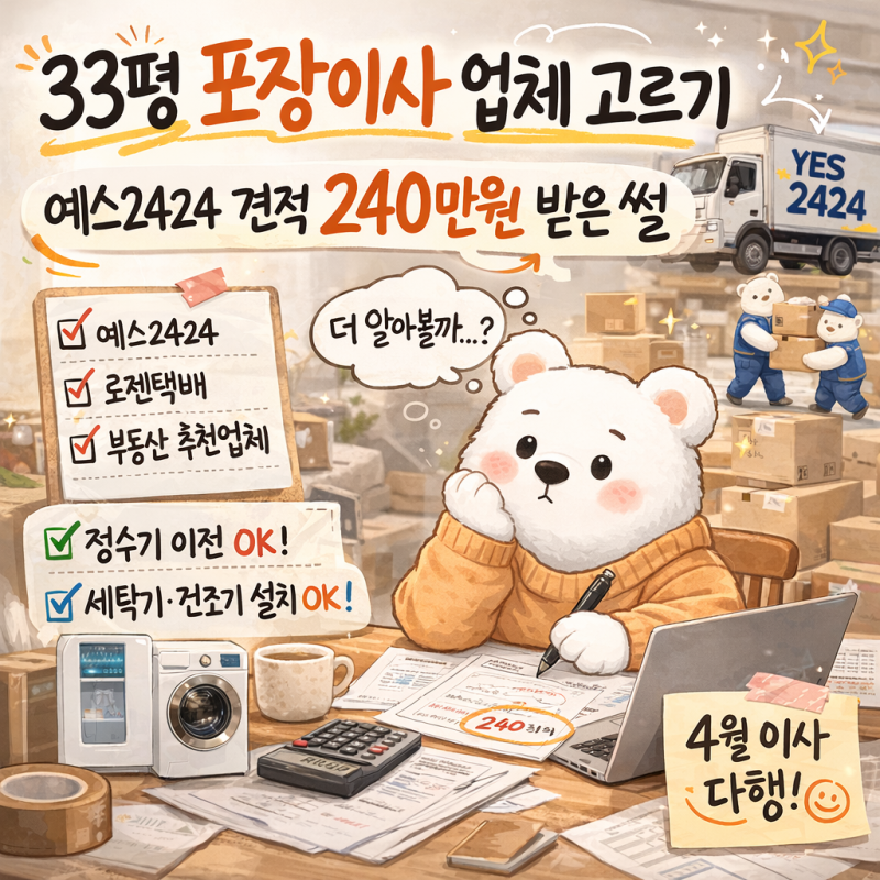 33평 포장이사 업체 고르기: 토요일 손 없는 날 견적 240만원 받은 후기 (4월 이사 준비)