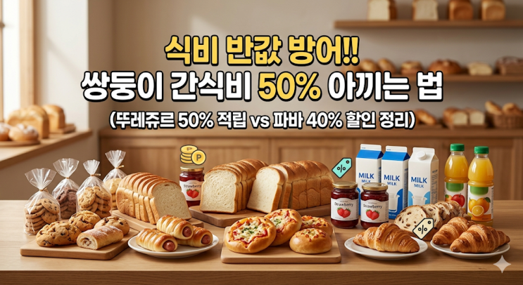  뚜레쥬르 네이버페이 50% 적립 이벤트, 파리바게뜨 토스 할인으로 쌍둥이 간식비 방어한 현실 후기