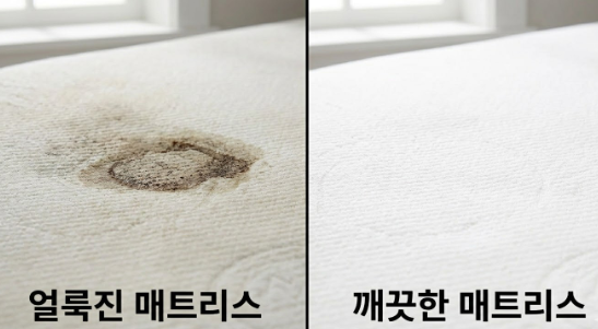 매트리스 얼룩 지우기, 뜨거운 물 부으면 망해요! 침대 청소 꿀팁(소변자국, 생리혈 지우기)